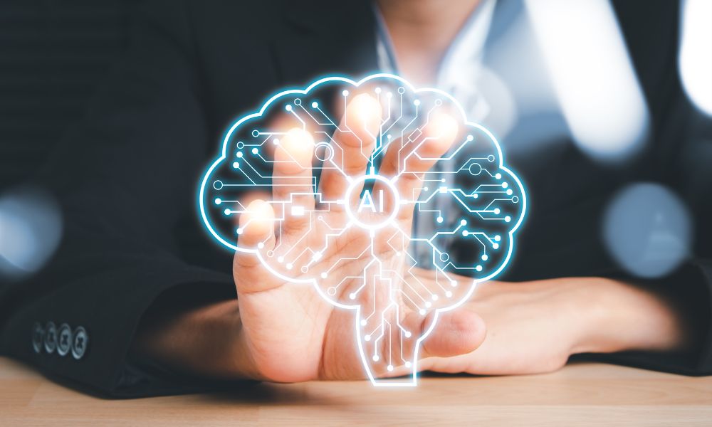 Brain Artwork With AI Inside It On Desk