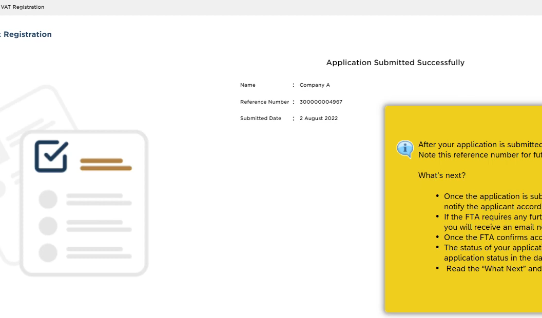 A screenshot of TRN verification process from Federal Tax Authority website.