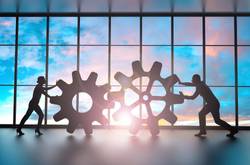 People Putting Cogs Together, Showing Formation In A Company