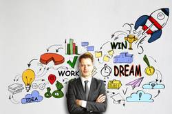 Man In Suit In Front Of Mural